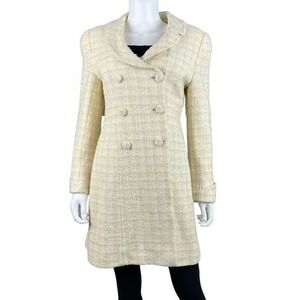 SP Pesci Alta Costura Retro Chic Fairy Tweed Cottage Princess Coat Cream Women S